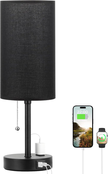 Dicoool Bedside Table Lamp for Bedroom - Small Desk Lamp with USB Ports