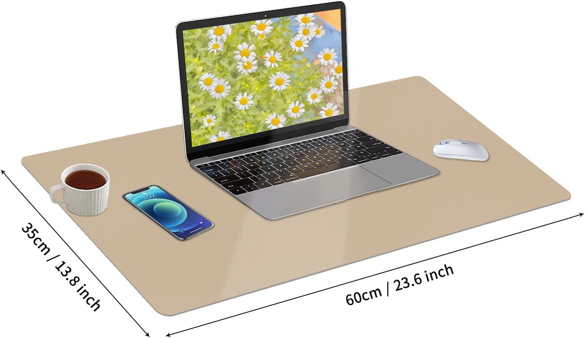 Bloss Leather Desk Pad and Keyboard Wrist Rest, Large Mouse Pad + Keyboard Pad+Mouse Wrist Support, Non-Slip Desk Mat Protector for Office, Home(31.5×15.7 Inches,Beige) - Colors A