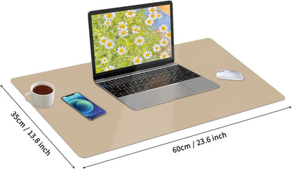 Bloss Leather Desk Pad and Keyboard Wrist Rest, Large Mouse Pad + Keyboard Pad+Mouse Wrist Support, Non-Slip Desk Mat Protector for Office, Home(31.5×15.7 Inches,Beige) - Colors A