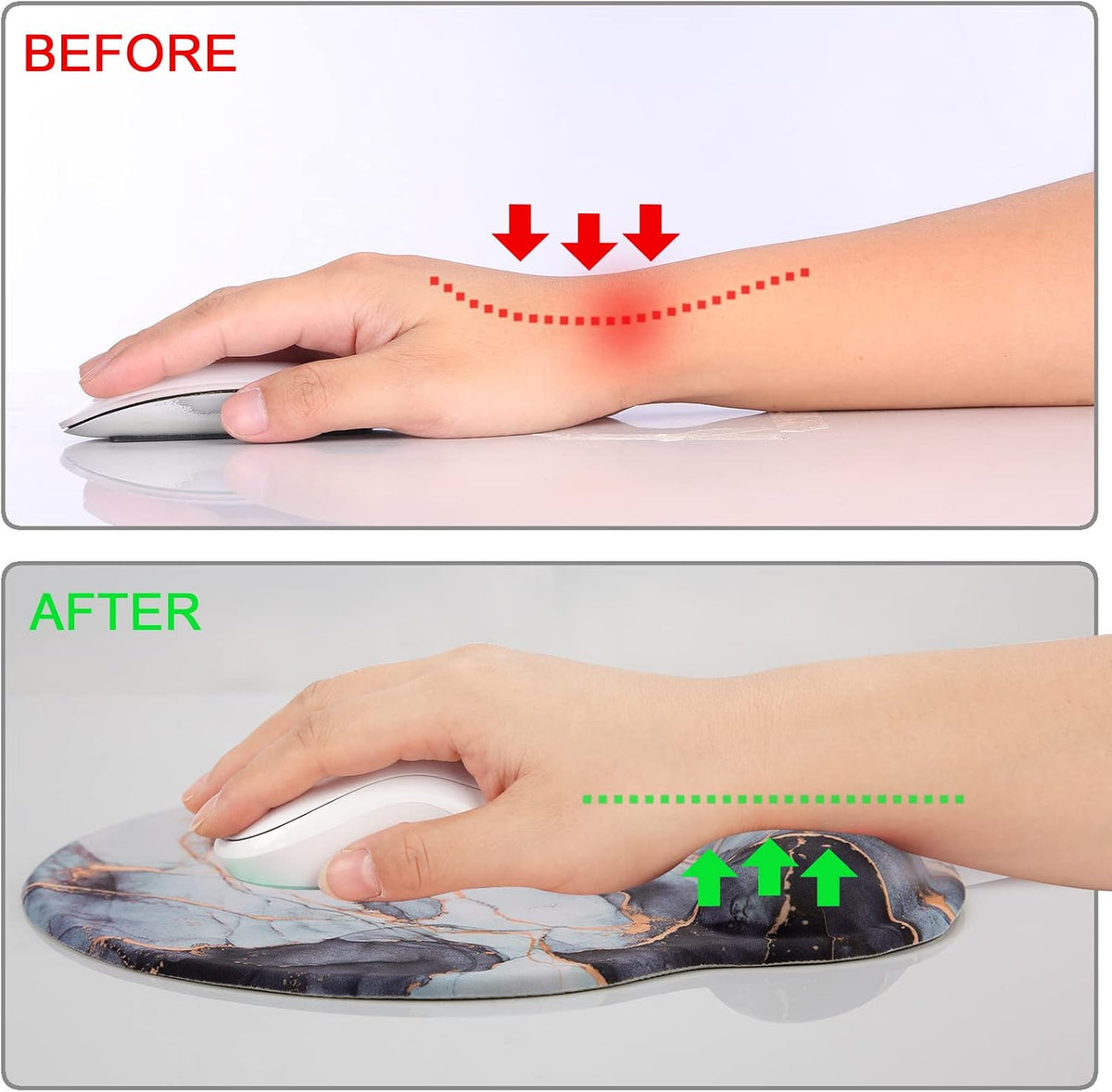 Ergonomic Mouse Pad with Wrist Support Rest,Large Mousepad Gel Wrist Rest, with Coaster Non-Slip & Pain Relief for Computer, Desk, Home&Office-Beach - Colors B