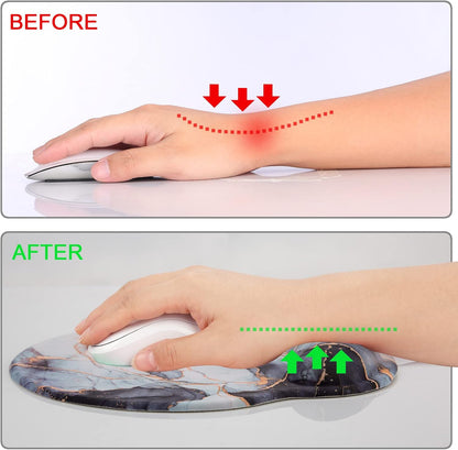 Ergonomic Mouse Pad with Wrist Support Rest,Large Mousepad Gel Wrist Rest, with Coaster Non-Slip & Pain Relief for Computer, Desk, Home&Office-Beach - Colors B
