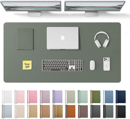 YSAGi Leather Desk Pad Protector, Office Desk Mat, Large Mouse Pad, Non-Slip PU Leather Desk Blotter, Waterproof Laptop Desk Writing Pad for Office and Home (23.6" x 13.8", Eggshell) - Colors A