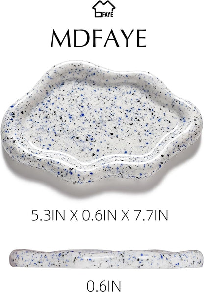 Jewelry Dish Trinket Tray for Women, Ring Dish Holder, Unique Cloud Shape Ceramic Plate Cute Things Vanity Aesthetic Room Decor Mother's Day Birthday (White)