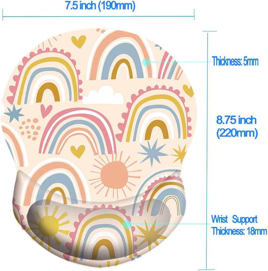 Wrist Support Mouse Pad Anti Slip Rubber Wrist Rest Mousepad 9in X 8in Small Desktop Notebook Mouse Mat for Working and Gaming (M-Pink Floral)