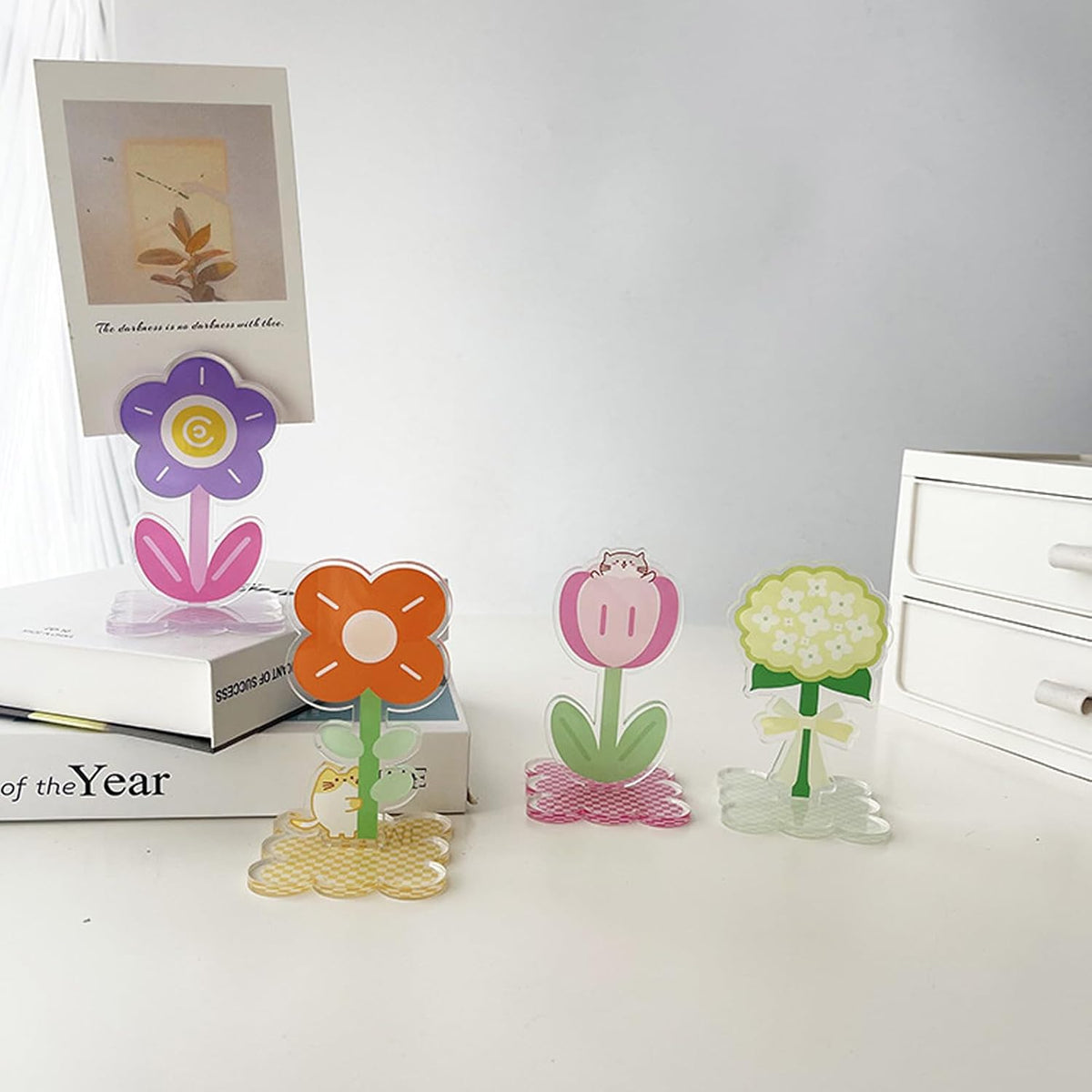 6 pcs Cute Flower Table Card Memo Holder Stand, Table Photo Display Clip Stand for Monmory Photo Picture Memo Cards Paper Note Postcards Wedding Number Card Display
