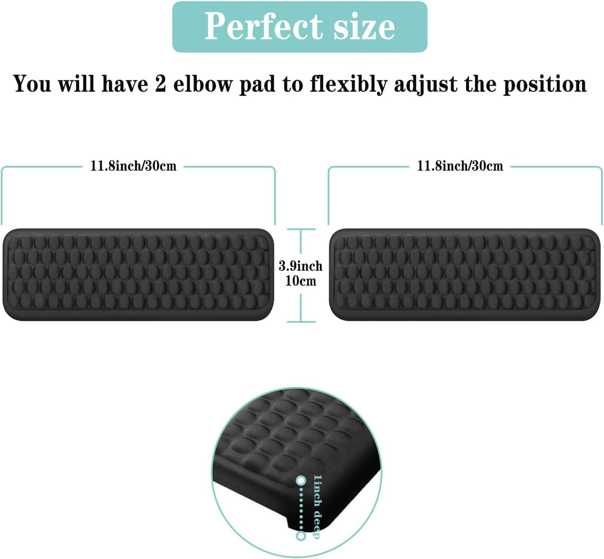 L-Shaped Desk Elbow Pad for Desk, 2-Piece Memory Foam Elbow Pads with Non-Slip, Ergonomic Desk Edge Cushion, Wrist Support Arm Rest for Office and Gaming (11.8 * 3.9 inch)