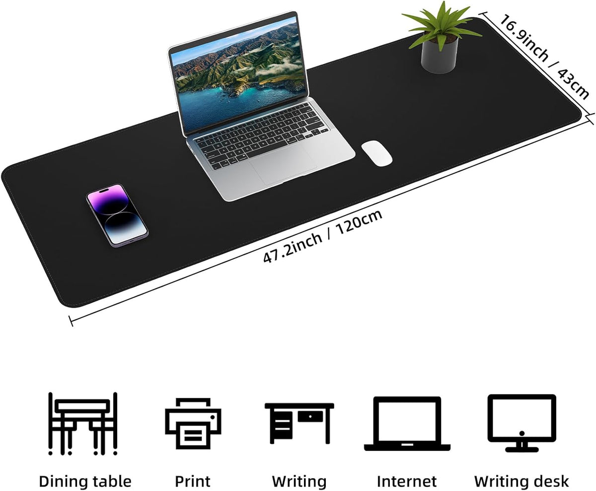 Large Desk Mat, 47" x 17", Black