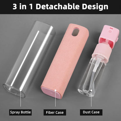 Car Screen Cleaner Kit, 4 Pcs 3-in-1 Touchscreen Mist Cleaner and Microfiber Cloth, for Car Display, iPhone, iPad, MacBook, Laptop, Computer Monitor, TV, Android (Pink*2 & Grey*1 & Black*1)