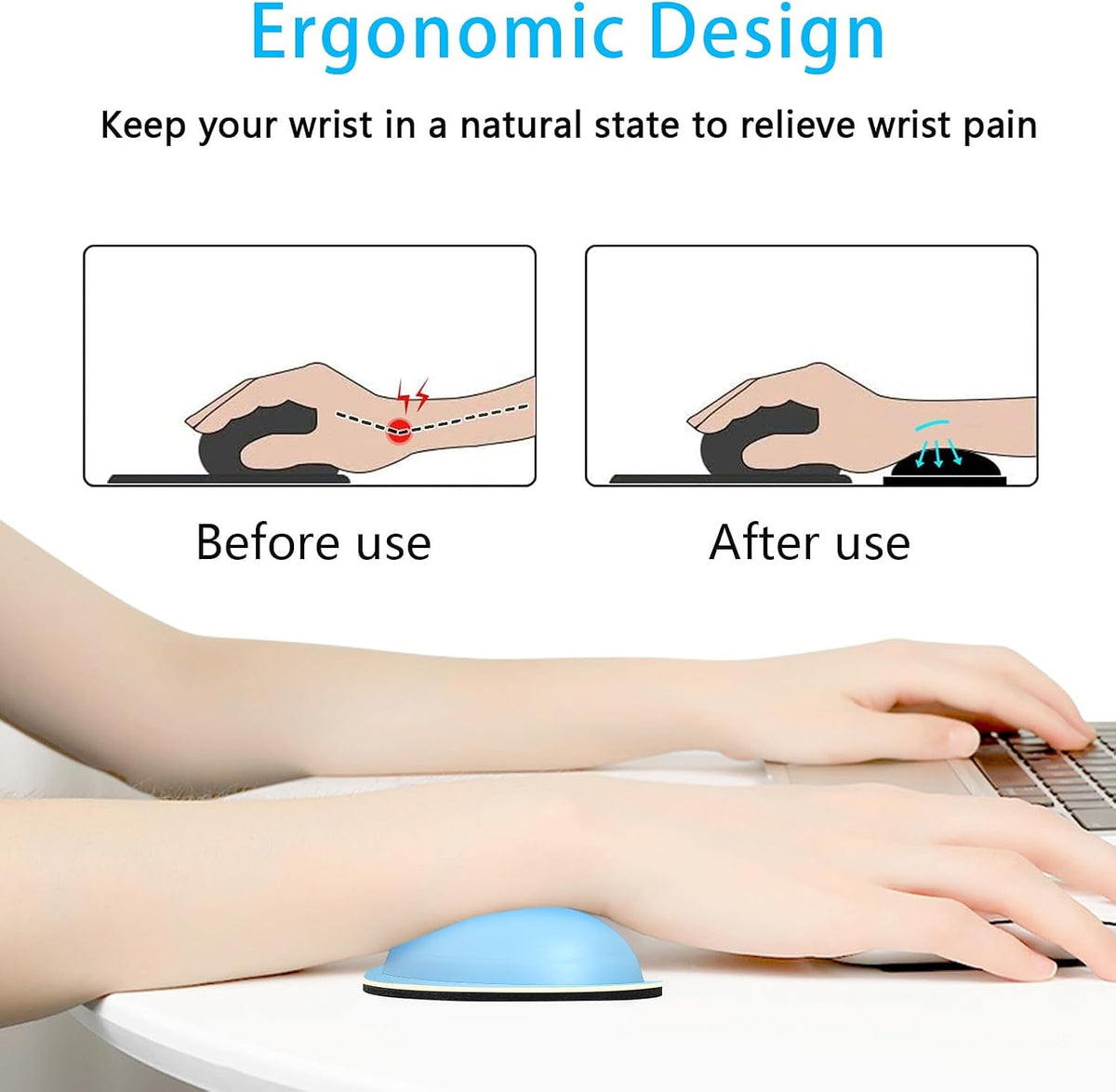 Mouse Wrist Rest, Ergonomic Memory Foam Mouse Wrist for Computer Desk Mats Support, PU Leather Hand Rest Pad Cushion for Gaming, Laptop, Men, Women, Pain Relief & Easy Typing, Black