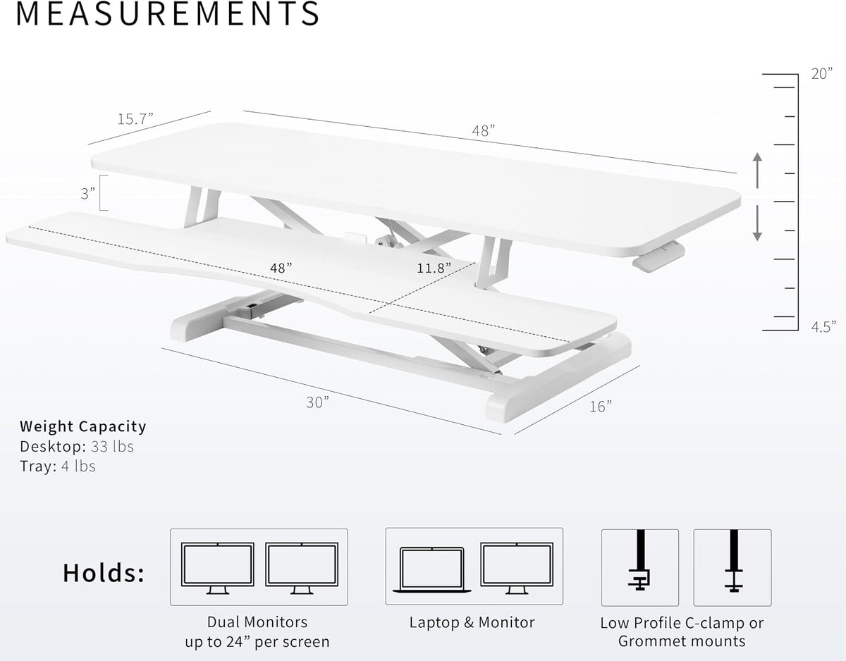 Black 32 in Standing Desk Converter, DESK-V000K