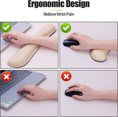 Bloss Leather Desk Pad and Keyboard Wrist Rest, Large Mouse Pad + Keyboard Pad+Mouse Wrist Support, Non-Slip Desk Mat Protector for Office, Home(31.5×15.7 Inches,Beige) - Colors B