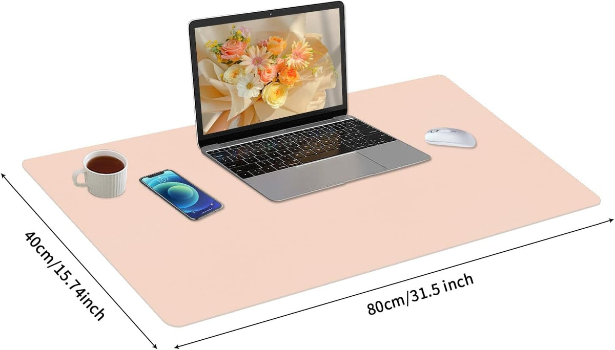 Bloss Leather Desk Pad and Keyboard Wrist Rest, Large Mouse Pad + Keyboard Pad+Mouse Wrist Support, Non-Slip Desk Mat Protector for Office, Home(31.5×15.7 Inches,Beige) - Colors A