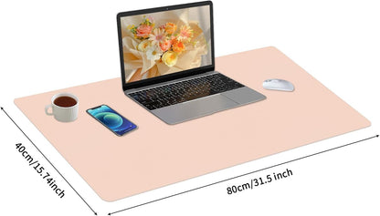 Bloss Leather Desk Pad and Keyboard Wrist Rest, Large Mouse Pad + Keyboard Pad+Mouse Wrist Support, Non-Slip Desk Mat Protector for Office, Home(31.5×15.7 Inches,Beige) - Colors A