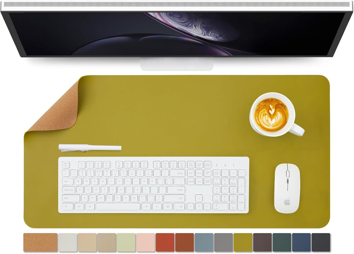 Large Cork Desk Mat - 47.2"x 17" Desk Pad for Office and Home - Ideal for Large Mouse Pad and Desk Mats on Top of Desks(Dark Green)