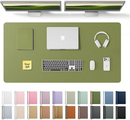 YSAGi Leather Desk Pad Protector, Office Desk Mat, Large Mouse Pad, Non-Slip PU Leather Desk Blotter, Waterproof Laptop Desk Writing Pad for Office and Home (23.6" x 13.8", Eggshell) - Colors B