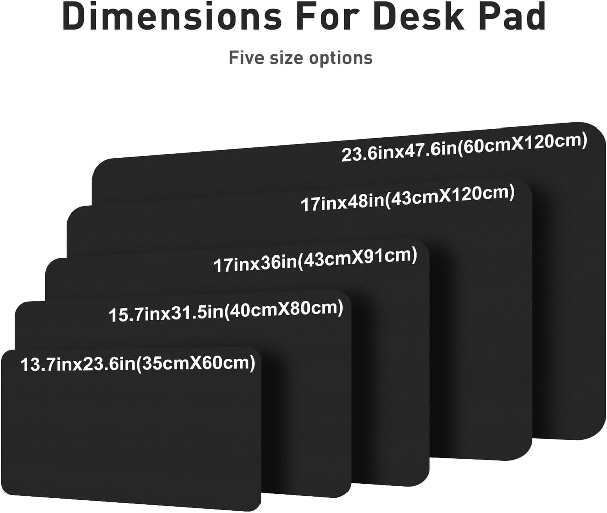 Aothia Leather Office Desk Pad Protector, Non-Slip PU Leather Desk Blotter, Waterproof Laptop Writing Mouse Pad for Office and Home, Black, 31.5" x 15.7" - Colors A