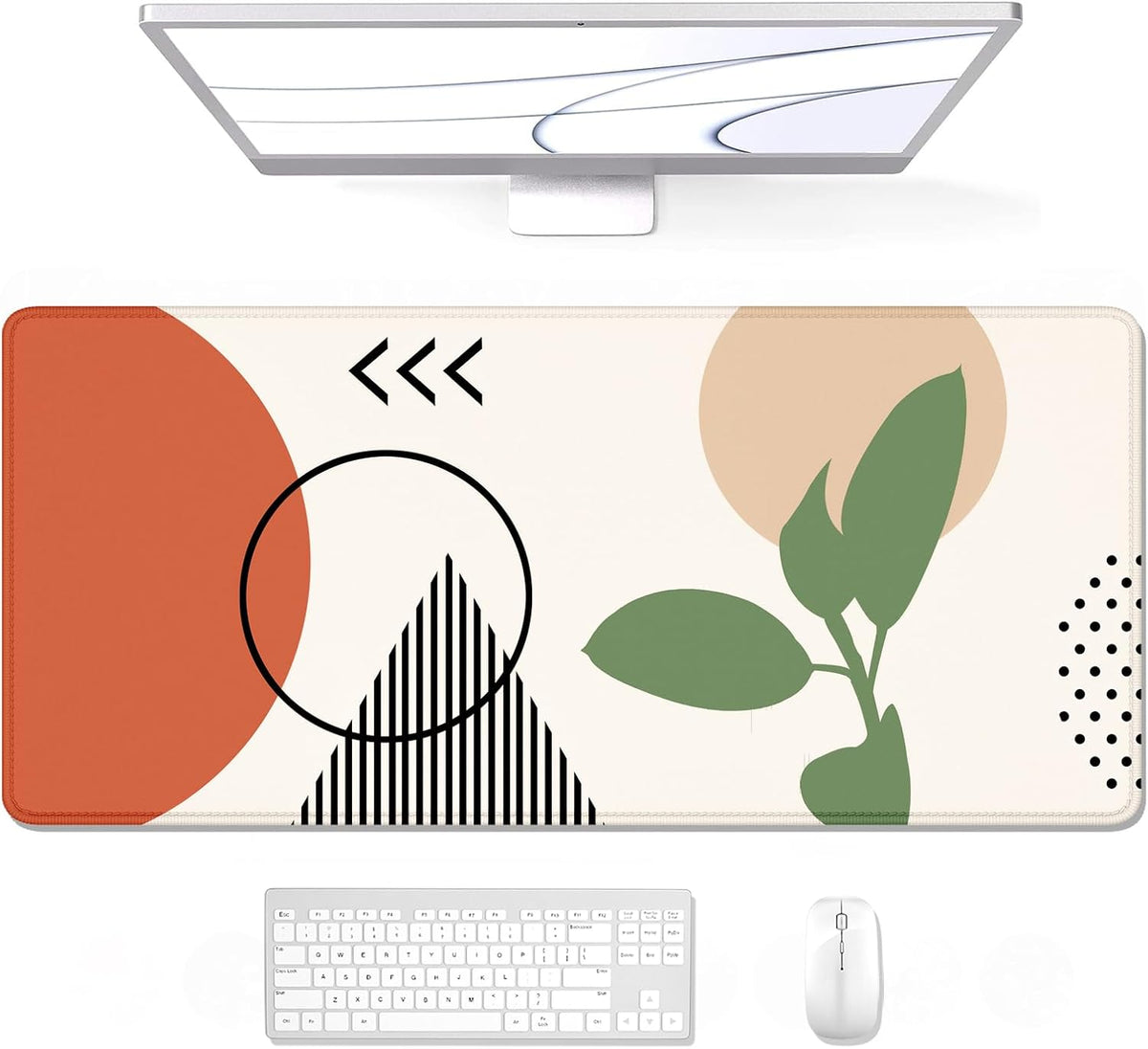 Auhoahsil Desk Mat, Ultra Large Mouse Pad, XXL Gaming Mousepad, Green Tropical Leaves Deskpad, Big Extended Full Size Mouse Pad, Desktop Desk Matt for Keyboard, Laptop & Computer, 35.5 x 15.7 in - Colors B