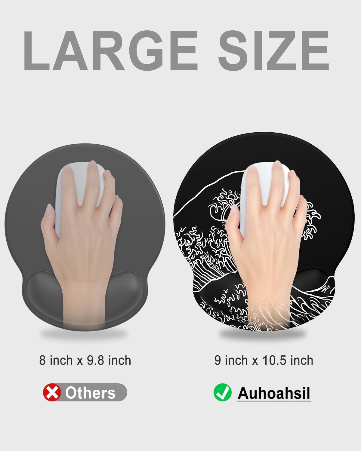 Ergonomic Mouse Pad with Wrist Rest, Comfortable Silicone Non-Slip Computer Pain Relief Gel Mouse Mat with Wrist Support for Gaming, Work, Office, Women & Men, Cute Pattern, Beige