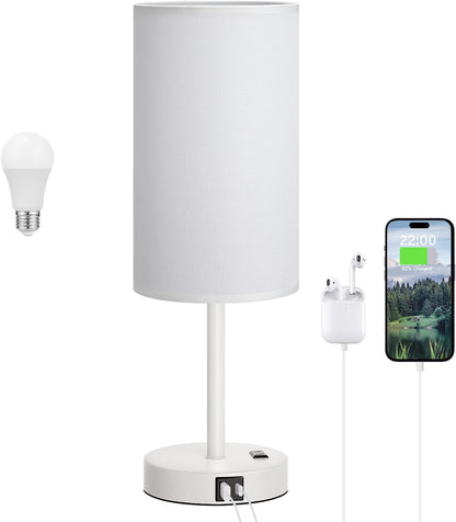 Dicoool Bedside Table Lamp for Bedroom - 3-Way Dimmable Touch Lamp, USB A+C
