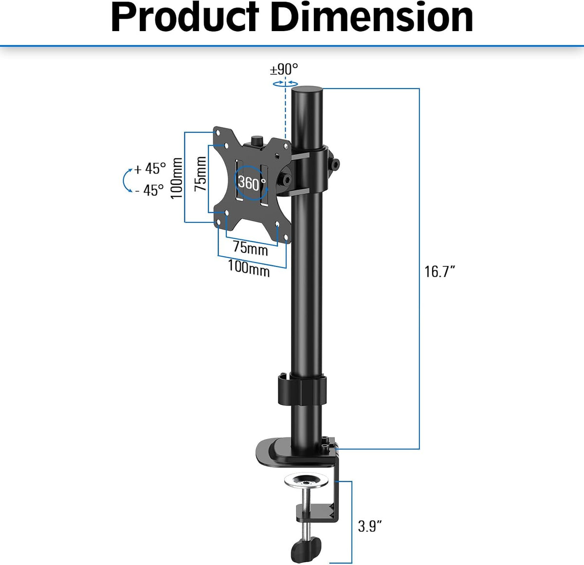 Dual Monitor Desk Mount, Max 32 Inch up to 17.6lbs, Fully Adjustable Dual Monitor Arm for 2 LCD Screens, Double Monitor Stand with C-Clamp and Grommet Base