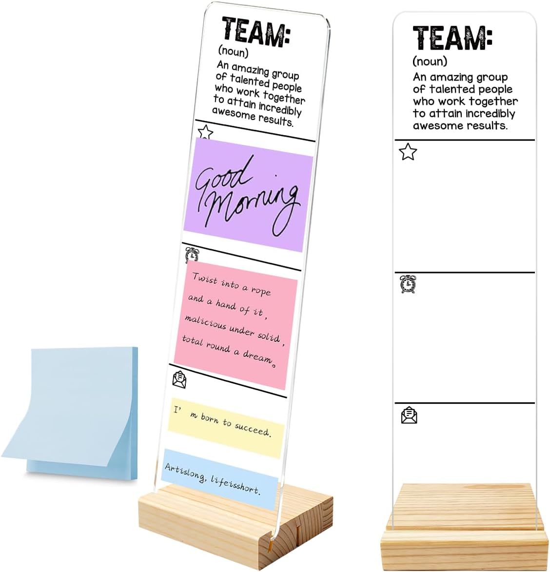 Monitor Memo Board with Removable Wooden Base Acrylic Portable Sticky Note Holder, It is Okay to Acrylic Message Board Sign, Office Desk Desk Set Sticky Notes 100 Sheets
