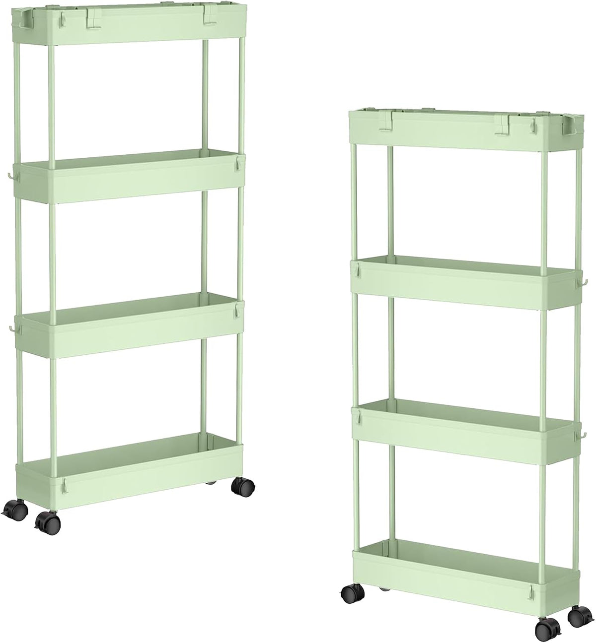 SPACELEAD Slim Storage Cart 4 Tier,Bathroom Organizer Rolling Utility, Mobile Shelving Unit Slide Out for Office, Kitchen, Laundry Room & Narrow Places,White