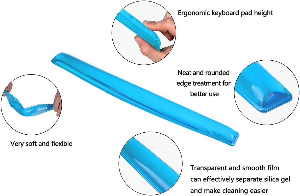 Gel Keyboard & Mouse Wrist Rest Set - Keyboard Wrist Rest Pad & Mouse Support for Office Gaming Pad Computer Laptop Ergonomic Comfortable Pain Relief- Blue Pad Set