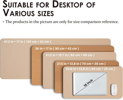 Large Cork Desk Mat - 47.2"x 17" Desk Pad for Office and Home - Ideal for Large Mouse Pad and Desk Mats on Top of Desks(Dark Green)