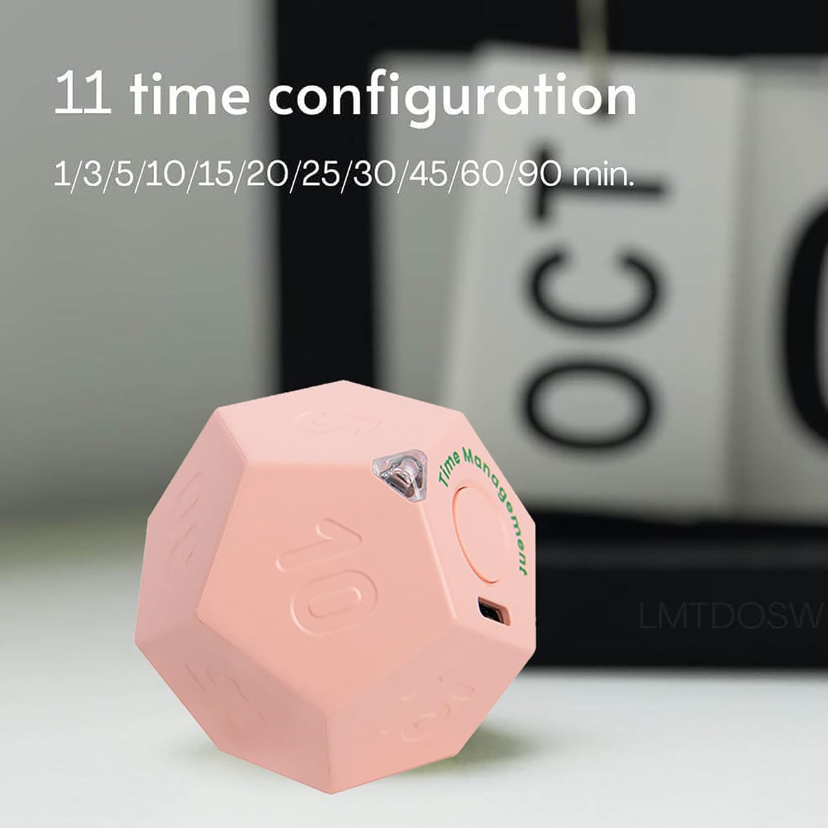 Mini 12 Sided Cube Timer, 11 Preset Times Pomodoro Timer for Enhanced Productivity. Ideal for ADHD Management, Workout, Study & Kitchen Cooking. Easy to Use（White）