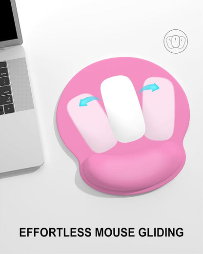 Ergonomic Mouse Pad with Wrist Rest, Comfortable Silicone Non-Slip Computer Pain Relief Gel Mouse Mat with Wrist Support for Gaming, Work, Office, Women & Men, Cute Pattern, Beige