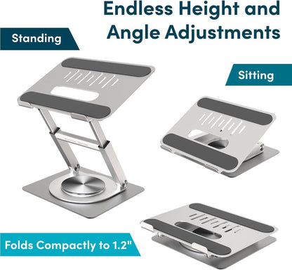 Lifelong Ergonomic Adjustable Laptop Stand for Desk, Extra Tall 20” Height Aluminum Laptop Riser, Portable Foldable Computer Stand, Fits 10-17” Laptops for Office Meetings, Teamwork & Desk Setup