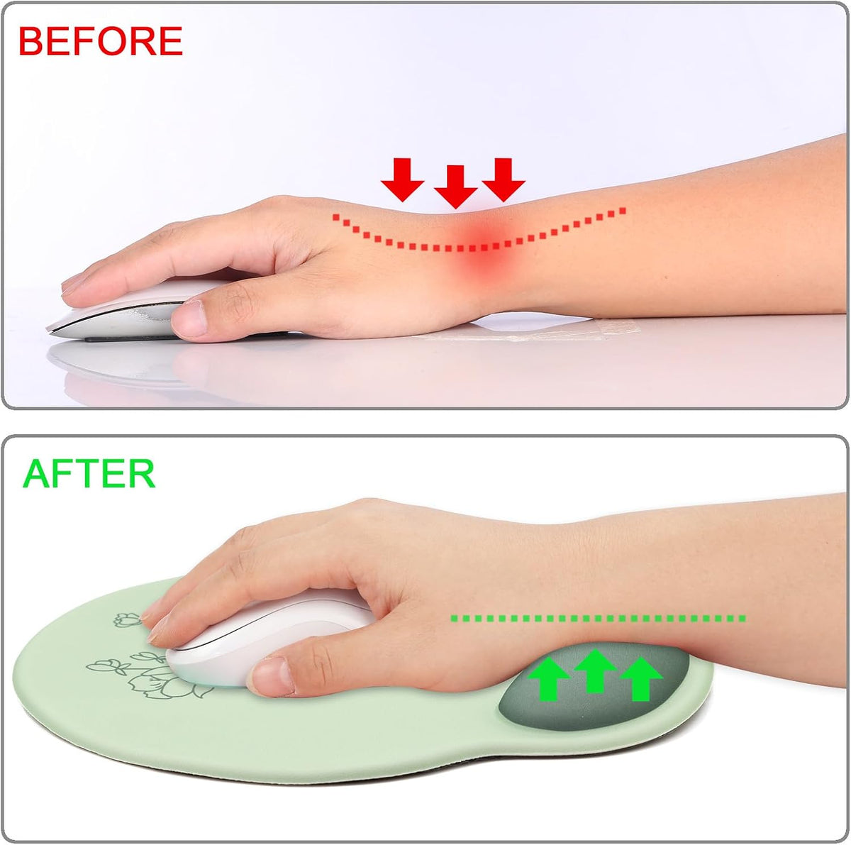 Ergonomic Mouse Pad with Wrist Support Rest,Large Mousepad Gel Wrist Rest, with Coaster Non-Slip & Pain Relief for Computer, Desk, Home&Office-Beach - Colors B