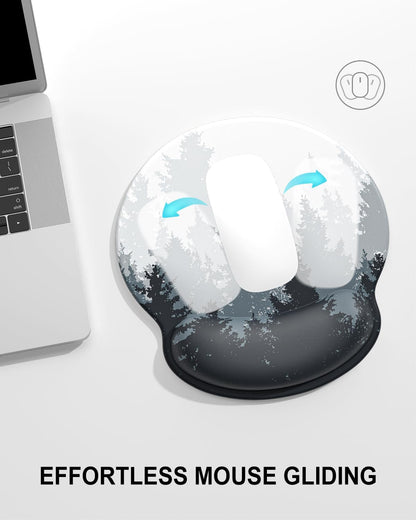 Ergonomic Mouse Pad with Wrist Rest, Comfortable Silicone Non-Slip Computer Pain Relief Gel Mouse Mat with Wrist Support for Gaming, Work, Office, Women & Men, Cute Pattern, Beige