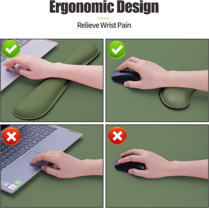 Bloss Leather Desk Pad and Keyboard Wrist Rest, Large Mouse Pad + Keyboard Pad+Mouse Wrist Support, Non-Slip Desk Mat Protector for Office, Home(31.5×15.7 Inches,Beige) - Colors B