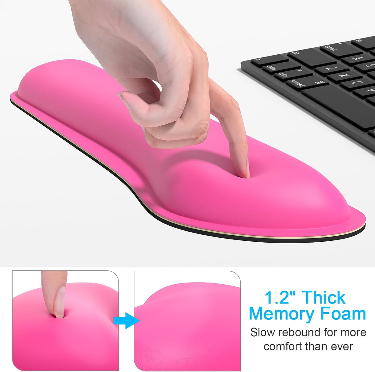 Mouse Wrist Rest, Ergonomic Memory Foam Mouse Wrist for Computer Desk Mats Support, PU Leather Hand Rest Pad Cushion for Gaming, Laptop, Men, Women, Pain Relief & Easy Typing, Black