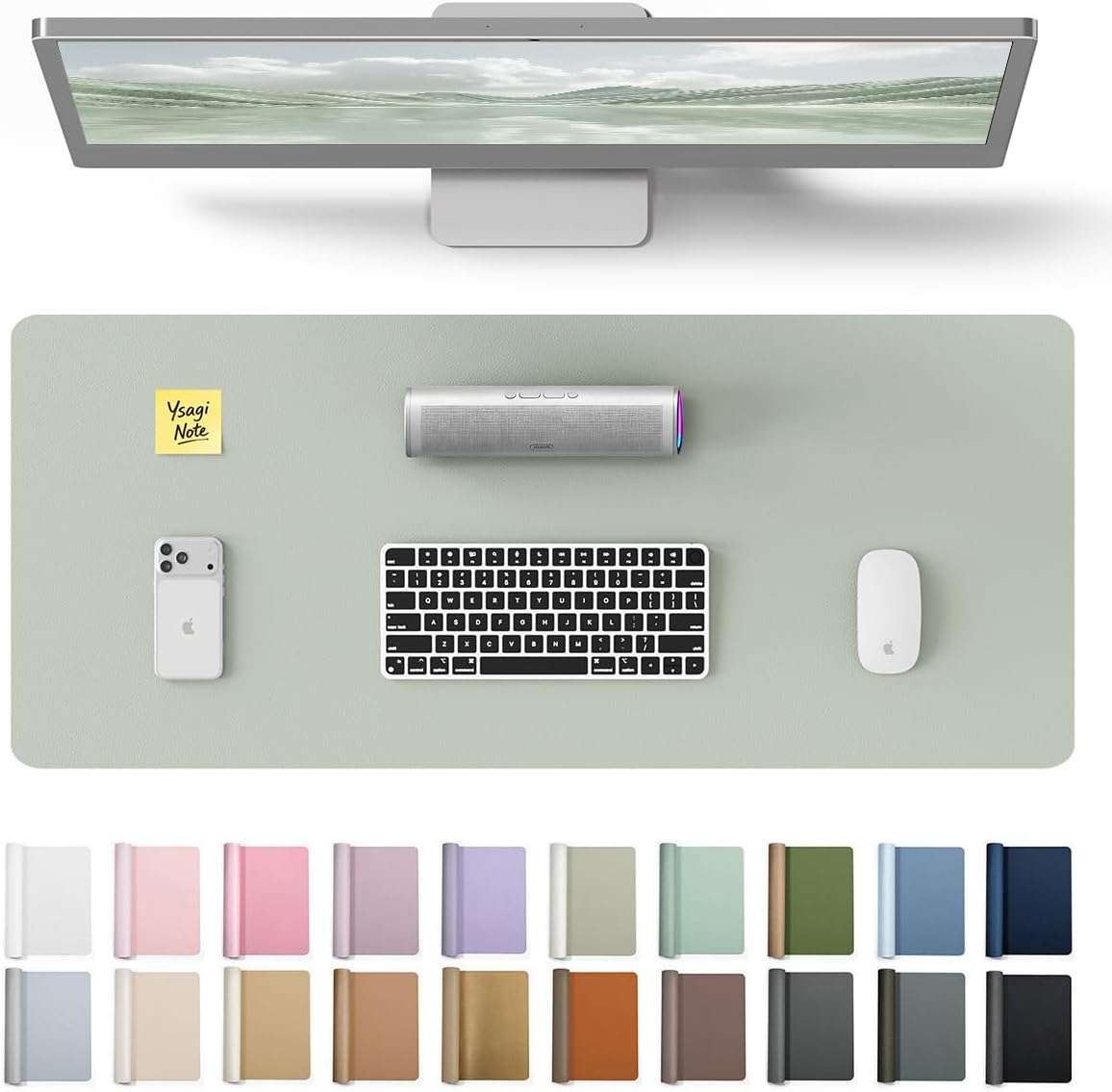 YSAGi Leather Desk Pad Protector, Large Mouse Pad, Non-Slip PU Leather Desk Blotter, Waterproof Writing Pad for Office and Home (31.5" x 15.8", Eggshell) - Colors B