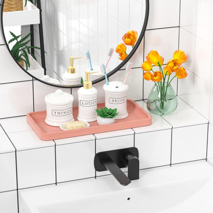 Small Bathroom Vanity Tray for Countertop Makeup Perfume Jewelry Decor Candle Keys, Small Black Kitchen Tray for Soap Dispenser Spice Bamboo Toilet Tray 7.9" L x 4" W x 0.79" H