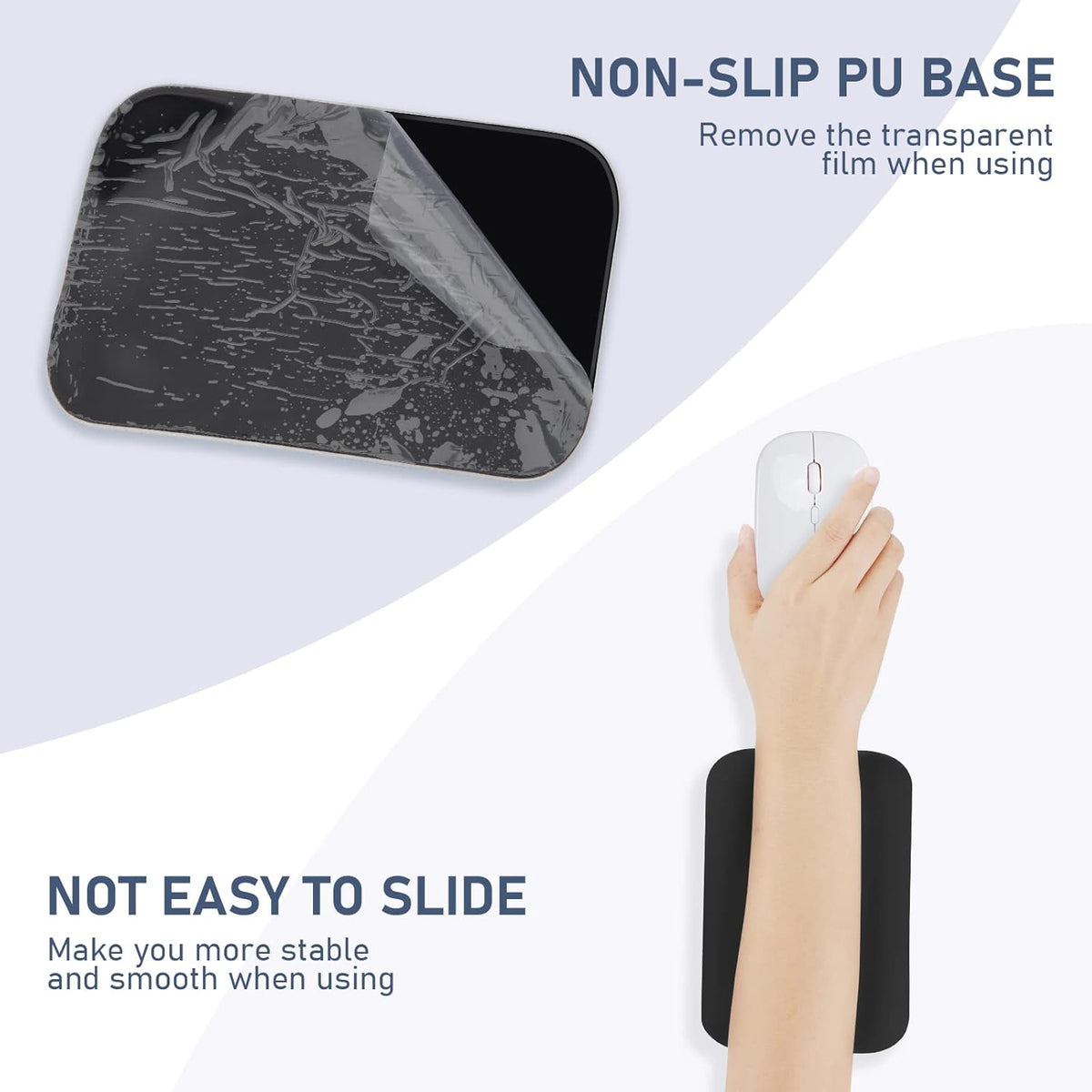 Leolee Elbow Rest Pads for Desk, Black Ergonomic Wrist Rest Arm Rest Pads | Memory Foam & Non-Slip Base, Armrest Cushion Support Pad Relieve Elbow and Wrist Pain for Computer, Office, 2 Packs