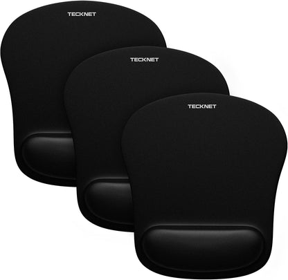 TECKNET Mouse Pad with Wrist Support, Ergonomic Gaming Mouse Pad Pain Relief, Portable Comfortable Mousepad for Computer, Laptop, Office, Home Non-Slip Base, Waterproof Surface - Black