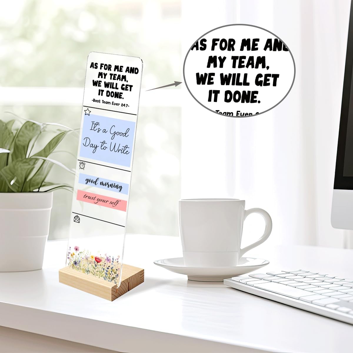 Note to Self Motivational Decor Sticky Note Holder, Mental Health Monitor Memo Board Decorations for School Counseling Office Therapy Desktop Art Decoration School Counselor, Therapist Office Gifts