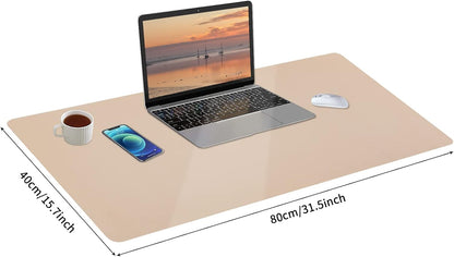 Bloss Leather Desk Pad and Keyboard Wrist Rest, Large Mouse Pad + Keyboard Pad+Mouse Wrist Support, Non-Slip Desk Mat Protector for Office, Home(31.5×15.7 Inches,Beige) - Colors A