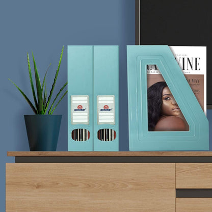 Acrimet Magazine File Holder, Vertical Desk Organizer, Solid Green, 2 Pack | Durable Plastic, Office & Home Use, Rack Design for Folders and Mail, Space-Saving Storage