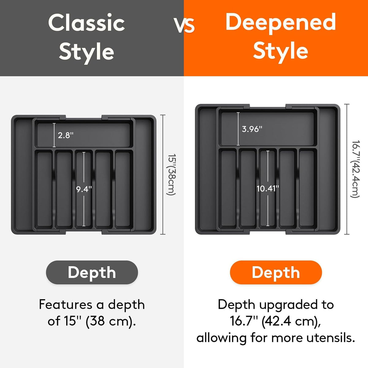 Expandable Silverware Drawer Organizer, Kitchen Utensil Tray