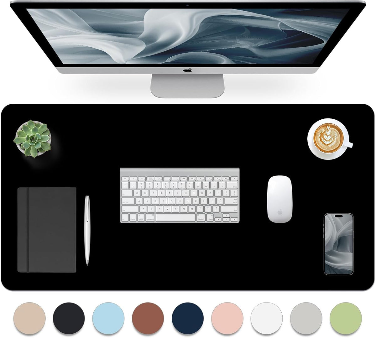 Bloss Leather Desk Pad and Keyboard Wrist Rest, Large Mouse Pad + Keyboard Pad+Mouse Wrist Support, Non-Slip Desk Mat Protector for Office, Home(31.5×15.7 Inches,Beige) - Colors A