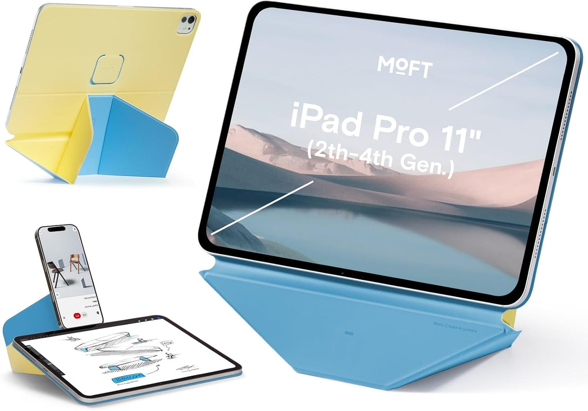 MOFT Dynamic Folio Tablet Stand for Desk Compatible with iPad mini A17 Pro 2024 & iPad mini 6th A15 2021, Slim Magnetic Tablet Holder Case with 20+ Viewing Angles, Beach White x Terracotta