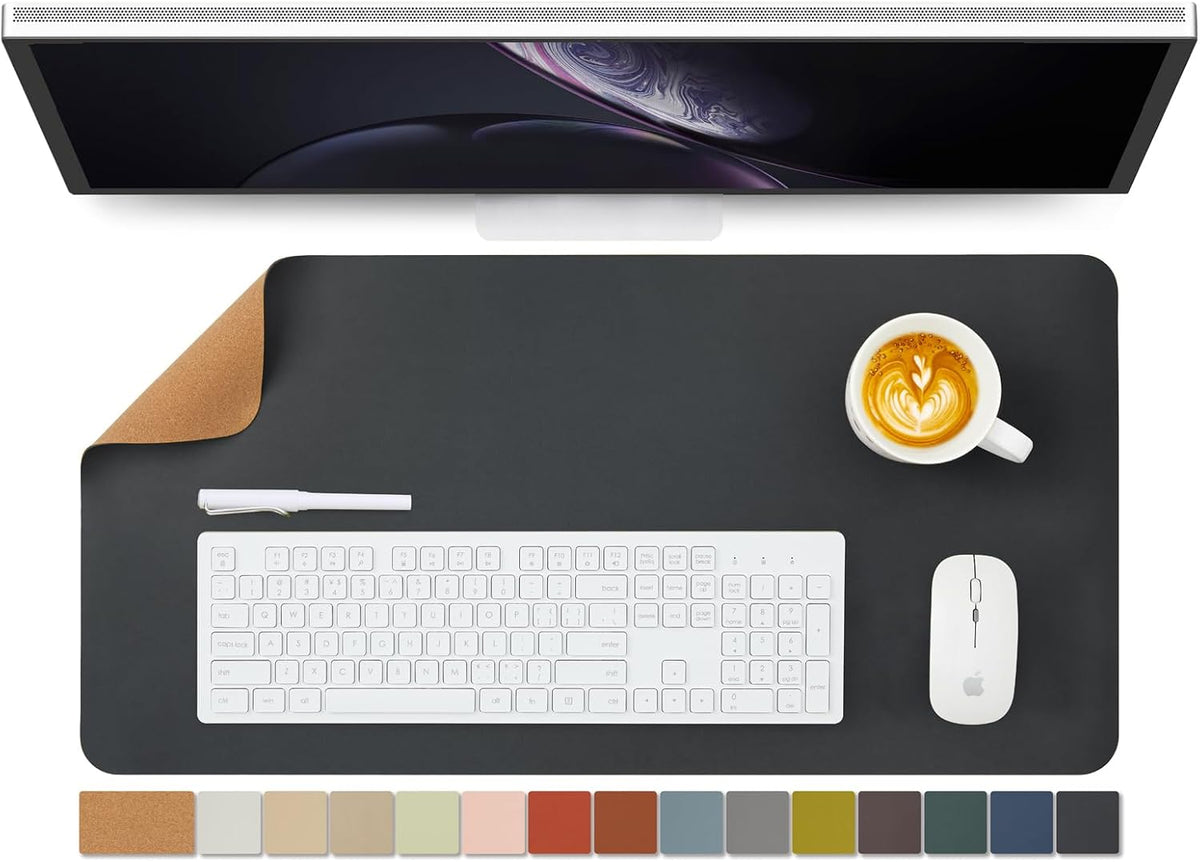 Large Cork Desk Mat - 47.2"x 17" Desk Pad for Office and Home - Ideal for Large Mouse Pad and Desk Mats on Top of Desks(Dark Green)