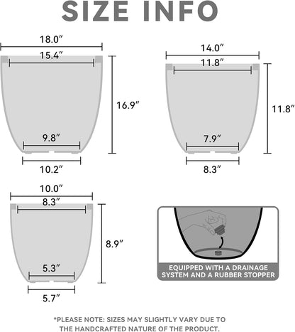 Kante 8.9" H x 10" W Small Concrete Planter, Compact Desktop Plant Pot with Drainage Hole & Rubber Plug – Lightweight Breathable Cement Container for Succulents, Cactus, Herbs, Indoor Outdoor, Gift