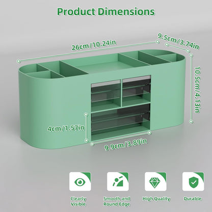Marbrasse Desk Organizer Pen Holder for Desk with 3 Drawers, Multi-Functional Pencil Holder, Desk Organizers and Accessories with 7 Compartments for Home, School, Classroom(Pink)