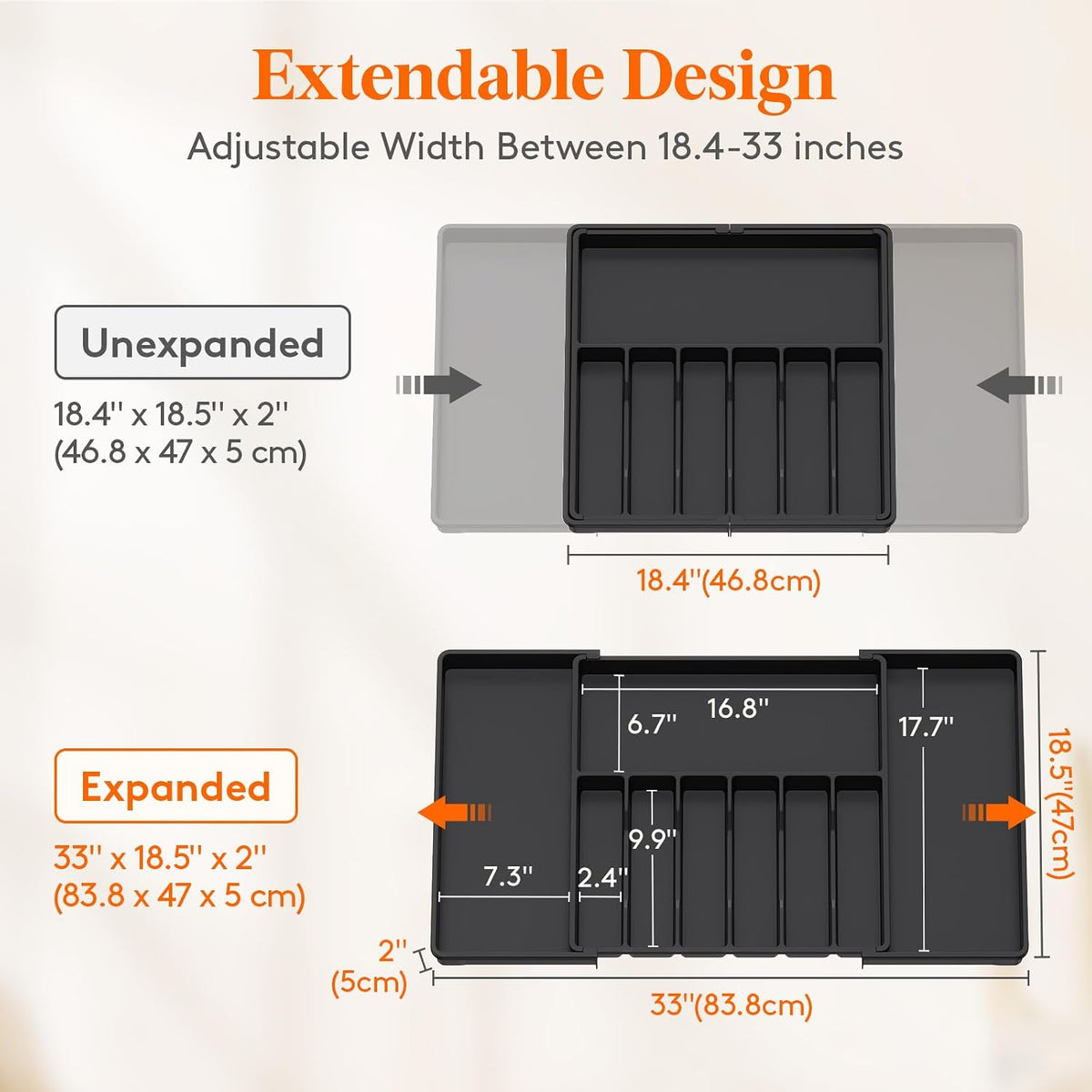 Expandable Silverware Drawer Organizer, Kitchen Utensil Tray