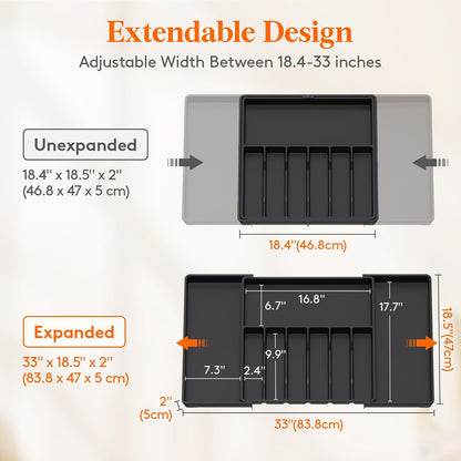 Expandable Silverware Drawer Organizer, Kitchen Utensil Tray
